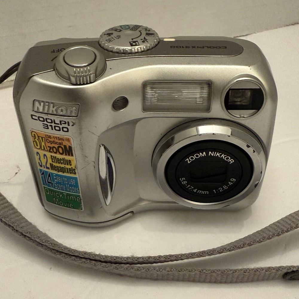 Nikon‎ Digital Camera Coolpix 3100 3.2MP Silver Tested With Memory Card UNTESTED